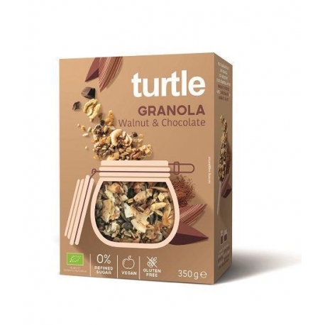 GRANOLA ORZECH WŁOSKI - CZEKOLADA BEZGLU TENOWA BIO 350 g - TURTLE