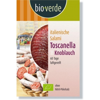 SALAMI TOSCANELLA Z CZOSNKIEM PLASTRY BI O 80 g - BIO VERDE