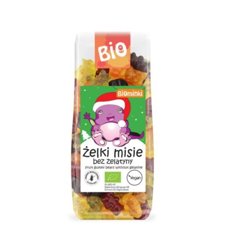 ŻELKI (MISIE) BEZ ŻELATYNY BEZGLUTENOWE  BIO 150 g - BIOMINKI (EDYCJA ŚWIĄTECZNA)