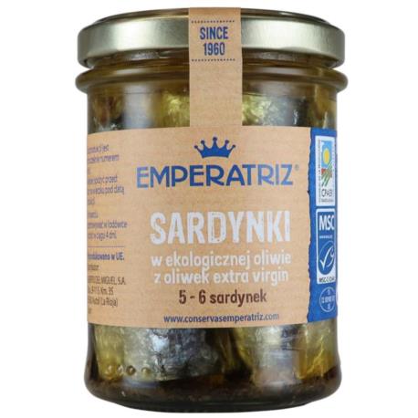 SARDYNKI EUROPEJSKIE W BIO OLIWIE Z OLIW EK EXTRA VIRGIN 190 g (133 g) (SŁOIK) -