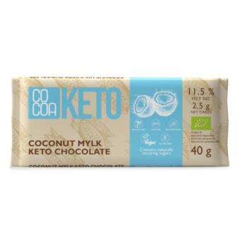 CZEKOLADA KETO KOKOSOWA Z OLEJEM MCT BEZ  DODATKU CUKRU BIO 40 g - COCOA