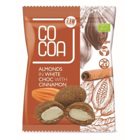 MIGDAŁY W BIAŁEJ POLEWIE Z CYNAMONEM BIO  70 g - COCOA