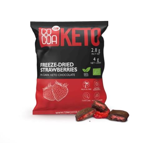 TRUSKAWKI W CZEKOL.ADZIE CIEMNEJ BEZ DOD ATKU CUKRÓW KETO BIO 40 g - COCOA