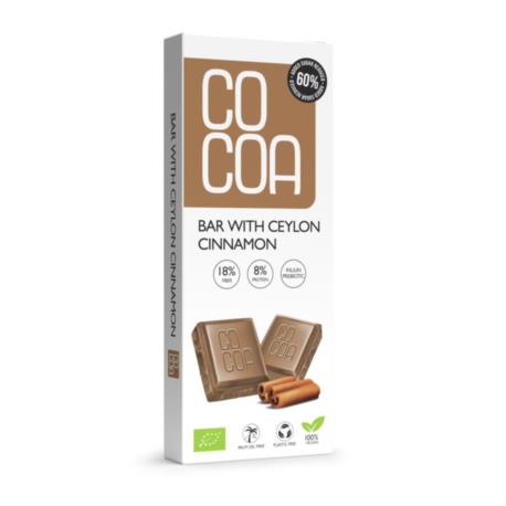 TABLICZKA Z CYNAMONEM CEJLOŃSKIM 60 % MN IEJ CUKRU BIO 40 g - COCOA