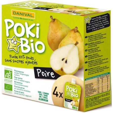 POKI - PRZECIER GRUSZKOWY 100% OWOCÓW BE Z DODATKU CUKRÓW BIO 4x90 g - DANIVAL
